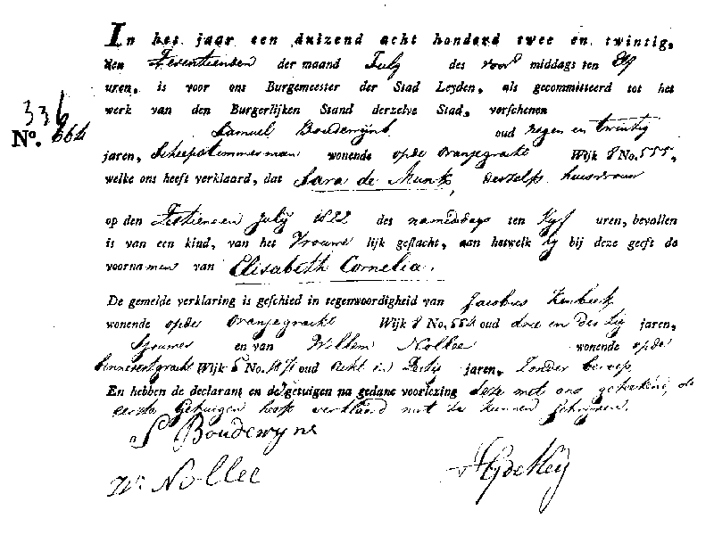 18220717 geb akte 664 Elisabeth C dv S Boudewijns - S d Munk